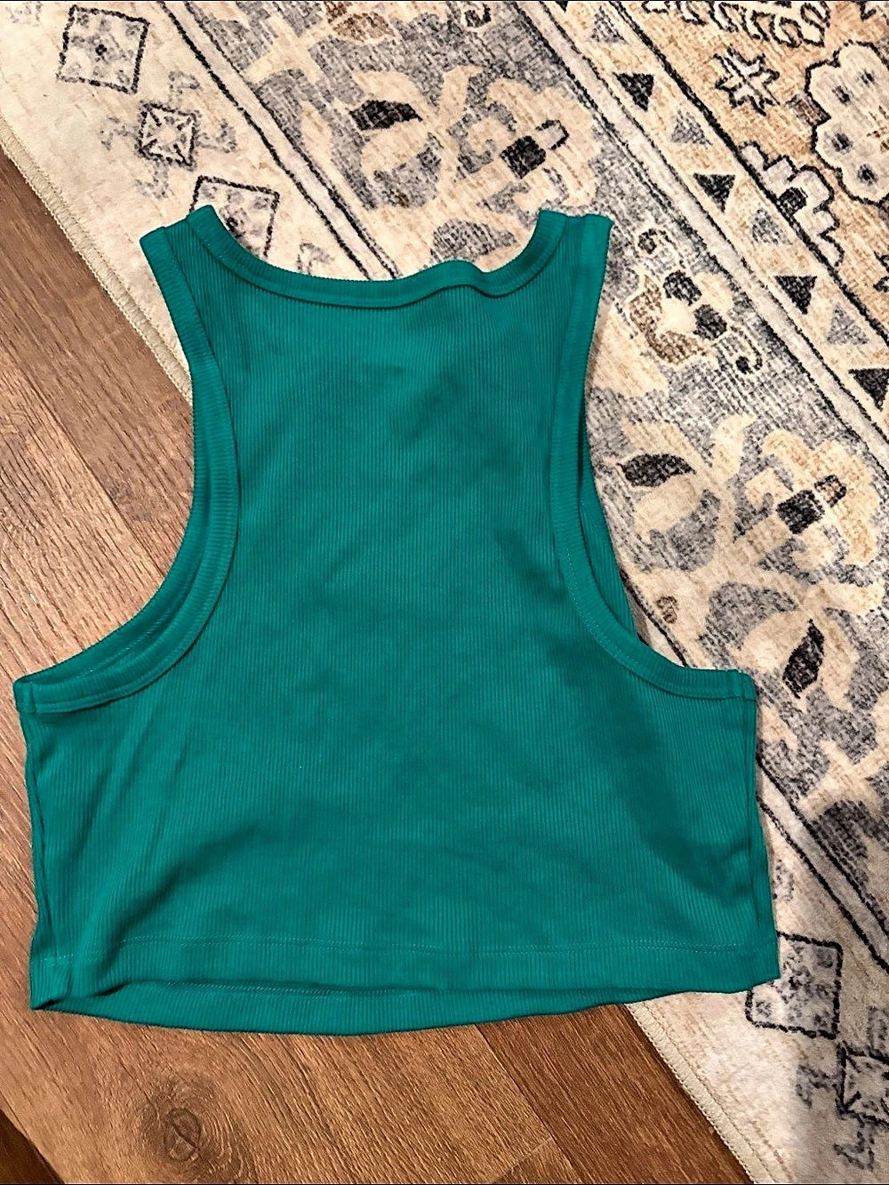 wild fable Ribbed High Neck Crop Tank Top Green Medium